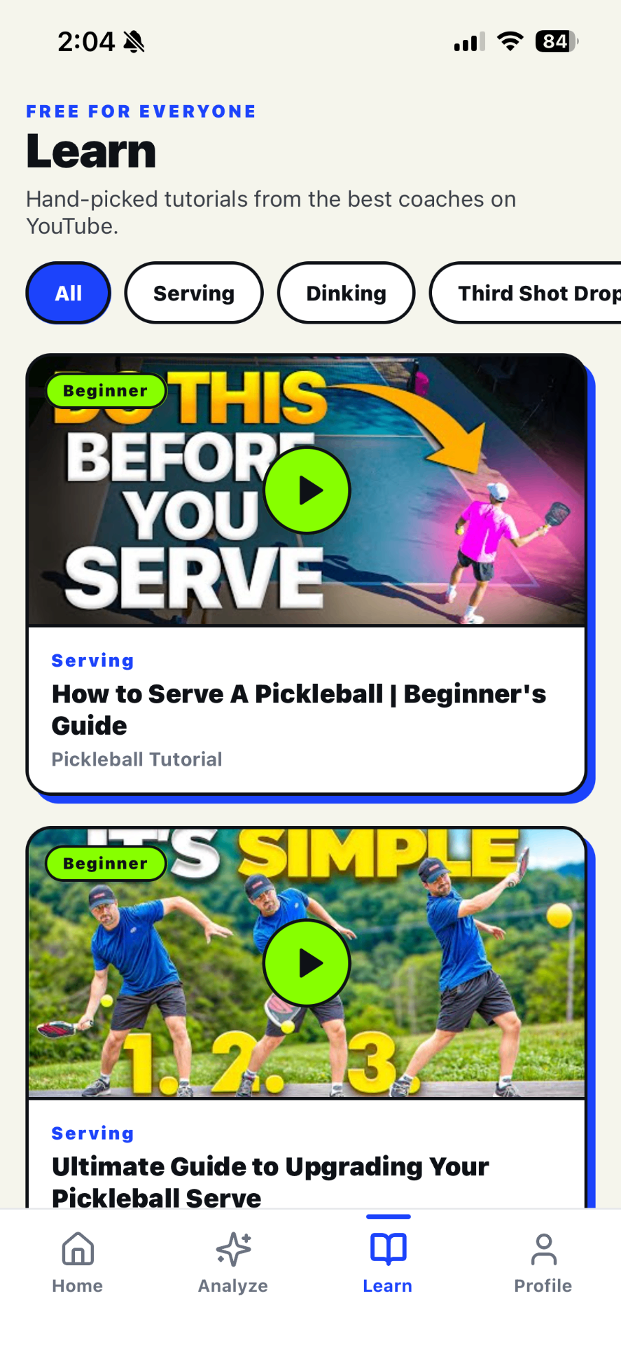 Learn tab